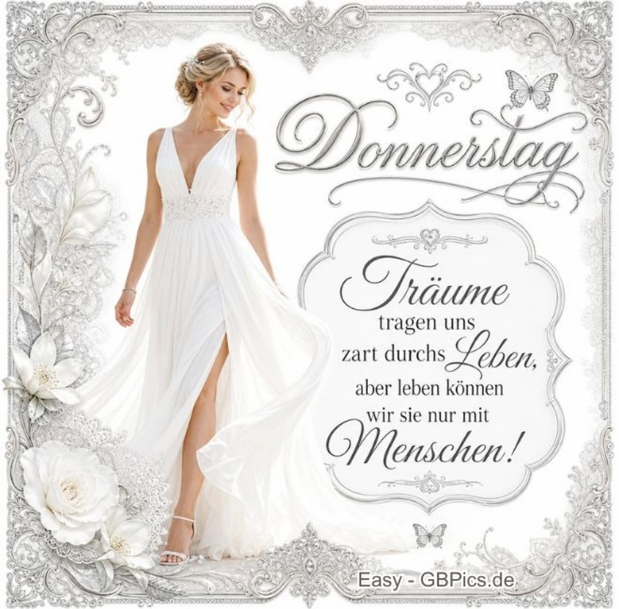 Donnerstag. Träume tragen uns zart durchs Leben, aber leben können wir sie nur mit Menschen!