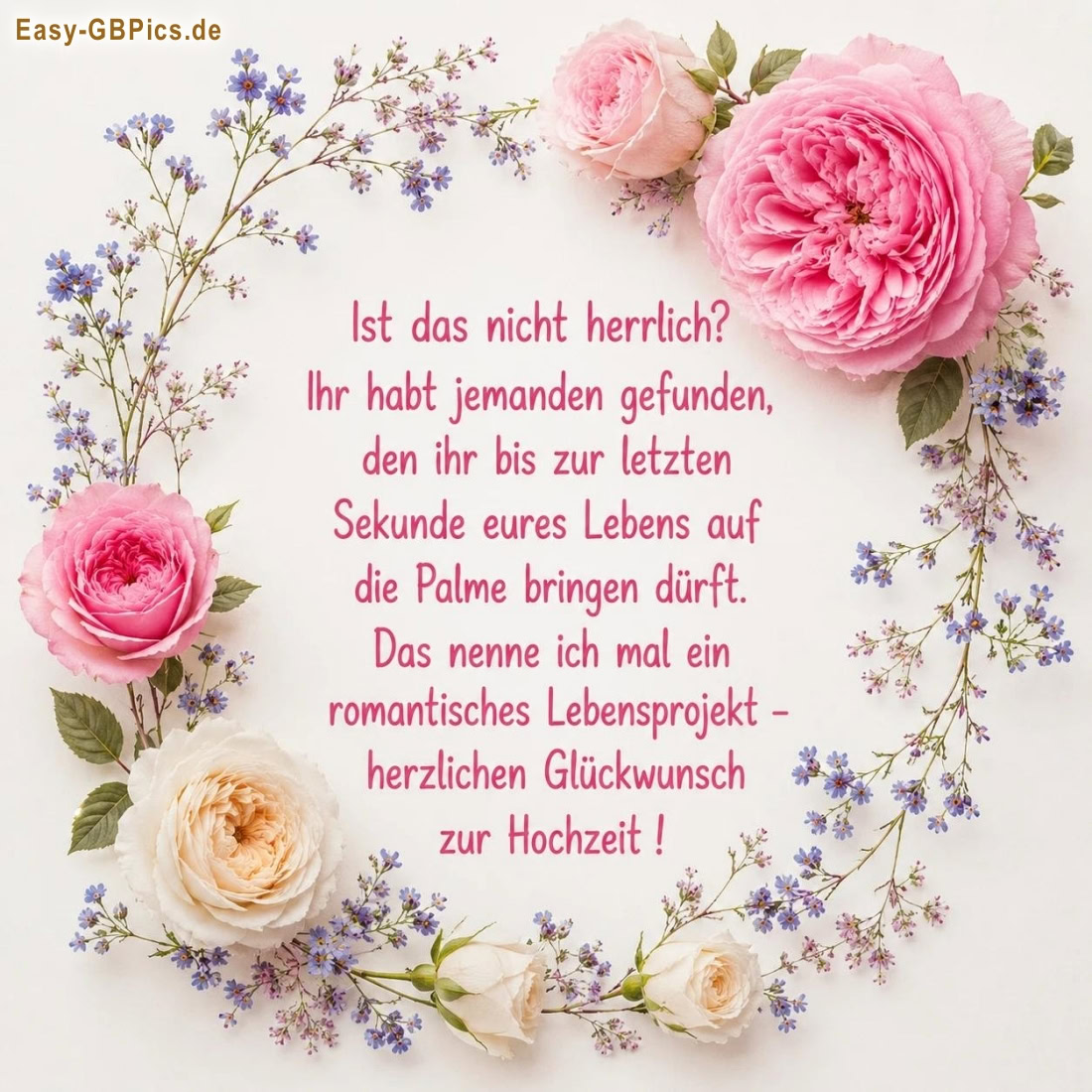 Ist das nicht herrlich? Ihr habt jemanden gefunden, den ihr bis zur letzten Sekunde eures Lebens auf die Palme bringen dürft. Das nenne ich mal ein romantisches Lebensprojekt – herzlichen Glückwunsch zur Hochzeit !