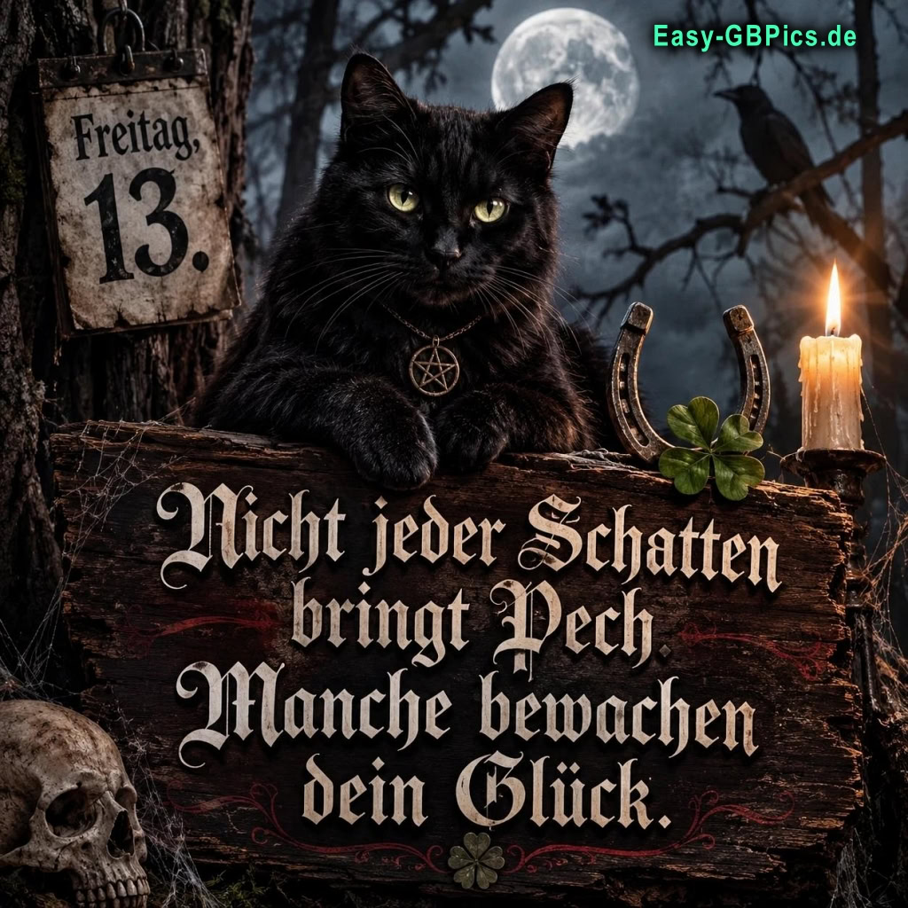 Schwarze Katze, Vollmond und Freitag, der 13.: Eine mystische Nacht voller Glück.