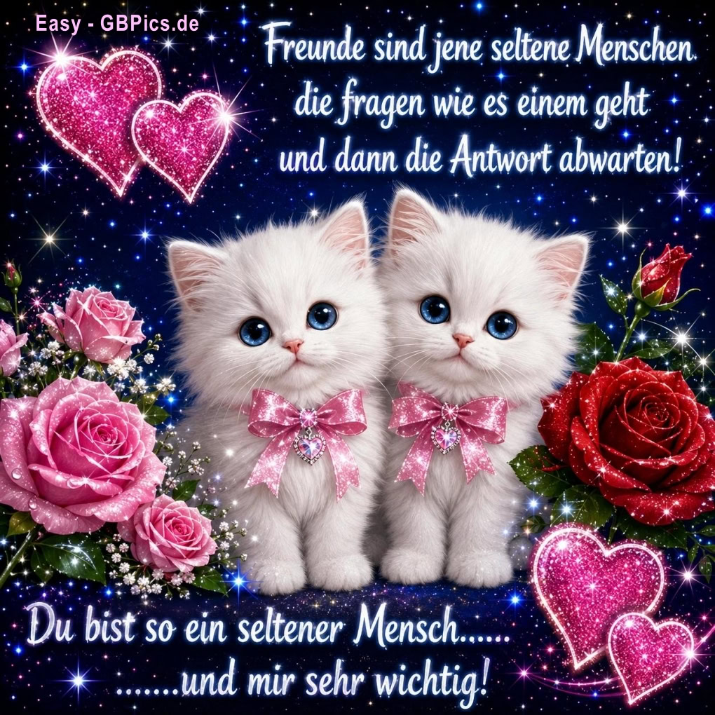 Freunde sind jene seltene Menschen die fragen wie es einem geht und dann die  Antwort abwarten! Du bist ein seltener Mensch, und mir sehr wichtig !