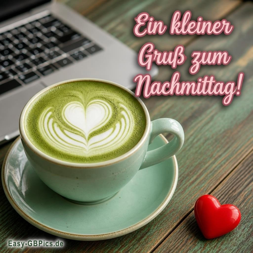 Kaffeezeit ist die beste Zeit. Grüße zum Nachmittag mit Herz. Kaffee und Herz zum Nachmittag. Ein süßer Gruß für deinen Nachmittag.