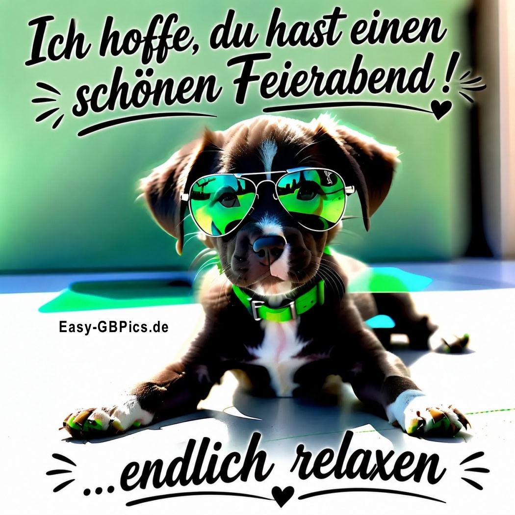 Ich hoffe, du hast einen schönen Feierabend ! ...endlich relaxen.<br />
Diese Vibes sind einfach perfekt für den Feierabend. Sonnenbrille auf, chillen an.