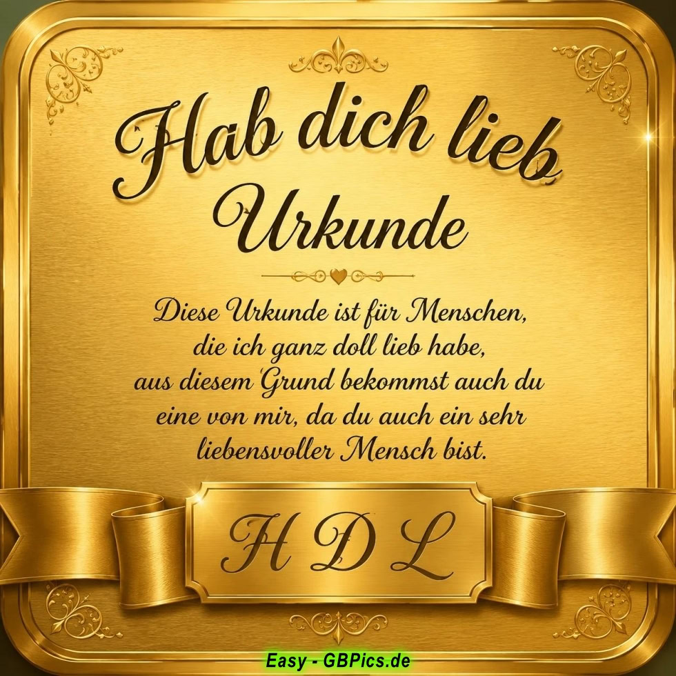 Hab dich lieb Urkunde. Diese Urkunde ist für Menschen dich ich ganz doll lieb habe aus diesem Grund bekommst auch du eine von mir da du auch ein sehr liebevoller Mensch bist. HDL.