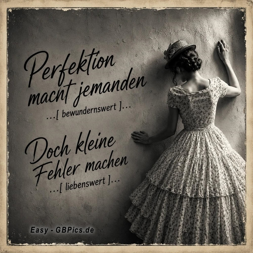 Perfektion macht jemanden bewundernswert.<br />
Doch kleine Fehler machen liebenswert.