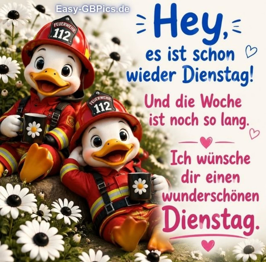 Hey Du schon wieder Dienstag! Na und die Woche is noch so lang. Ich wünsche Dir einen schönen Dienstag.