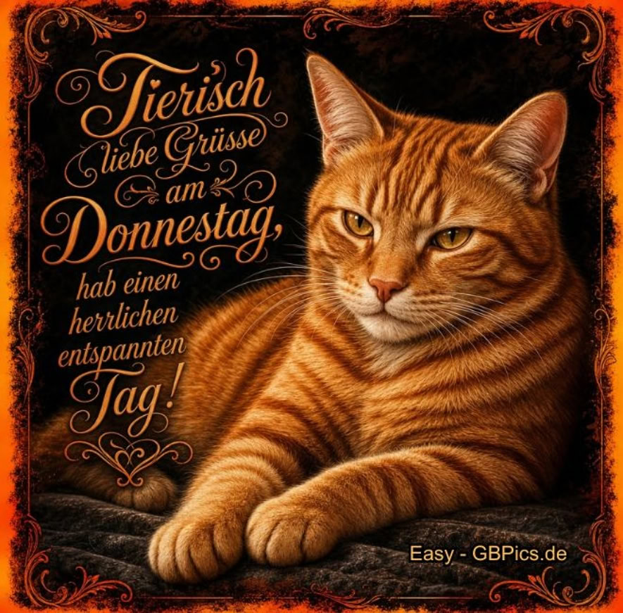 Tierisch liebe Grüsse am Donnestag, hab einen herrlichen entspannten Tag!