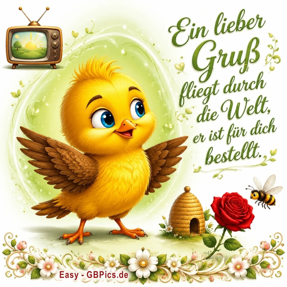 Ein lieber Gruss fliegt durch die Welt, er ist für dich bestellt. Er dringt zwar nicht bis an dein Ohr doch kommt er auf deinen Monitor.