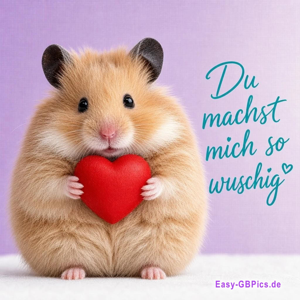 Hamsterliebe mit Herz. Ein Herz für dich, mein kleiner Freund. Du machst mich so kuschelig. Zeige deine Liebe – ein Herz für alle.