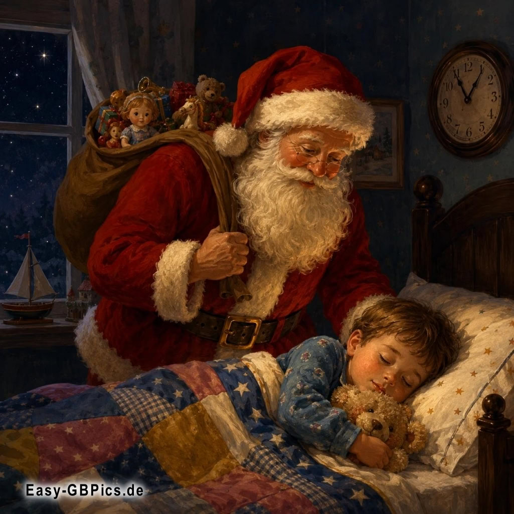 Ein geheimer Besuch unter dem Sternenhimmel, ein Moment, der die Magie der Nacht einfängt.<br />
Der Zauber der Weihnacht kommt leise in der Nacht, wenn die Welt schläft, beginnt das Warten auf das Wunder.<br />
Diese leisen Momente sind die schönsten Geschenke, die Magie der Weihnacht, eingefangen in einem stillen Moment.