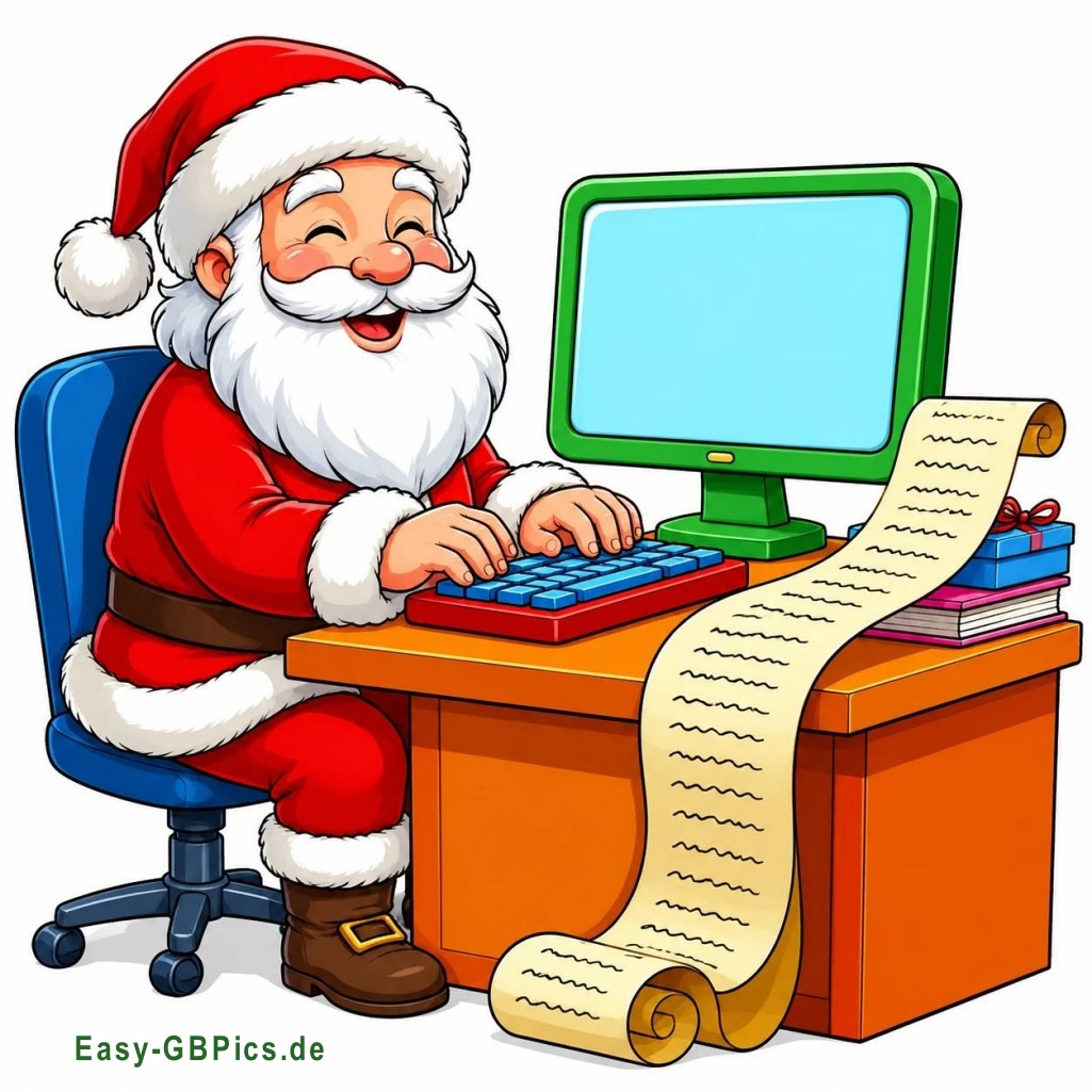 Die digitale Wunschliste: Auch der Weihnachtsmann geht mit der Zeit!<br />
Die Wunschliste wird immer länger, der Weihnachtsmann hat seine Büro-Edition gestartet.<br />
Santa's neue Arbeitsweise: Tastatur statt Rentier.