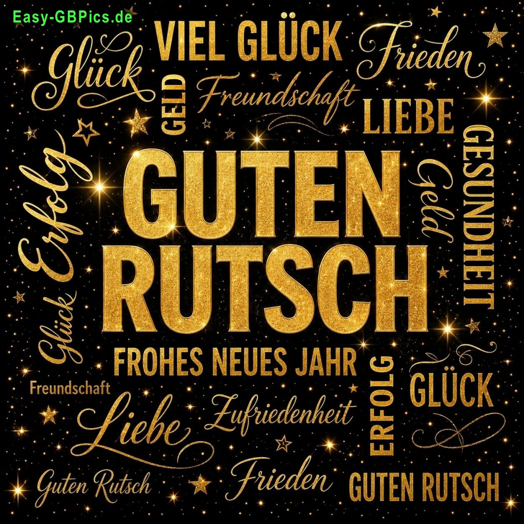 Frohes Neues Jahr! Mögen Glück, Erfolg, Liebe und Frieden dich das ganze Jahr begleiten.<br />
Der goldene Glanz des neuen Jahres bringt Glück, Erfolg und Zufriedenheit. Guten Rutsch!<br />
Ein neues Jahr voller Chancen, Freude und unvergesslicher Momente. Viel Glück!<br />
Lasst uns das alte Jahr hinter uns lassen und mit Optimismus ins neue Jahr starten. Guten Rutsch!<br />
Zum neuen Jahr wünsche ich dir nur das Beste: Gesundheit, Glück und ganz viel Liebe.