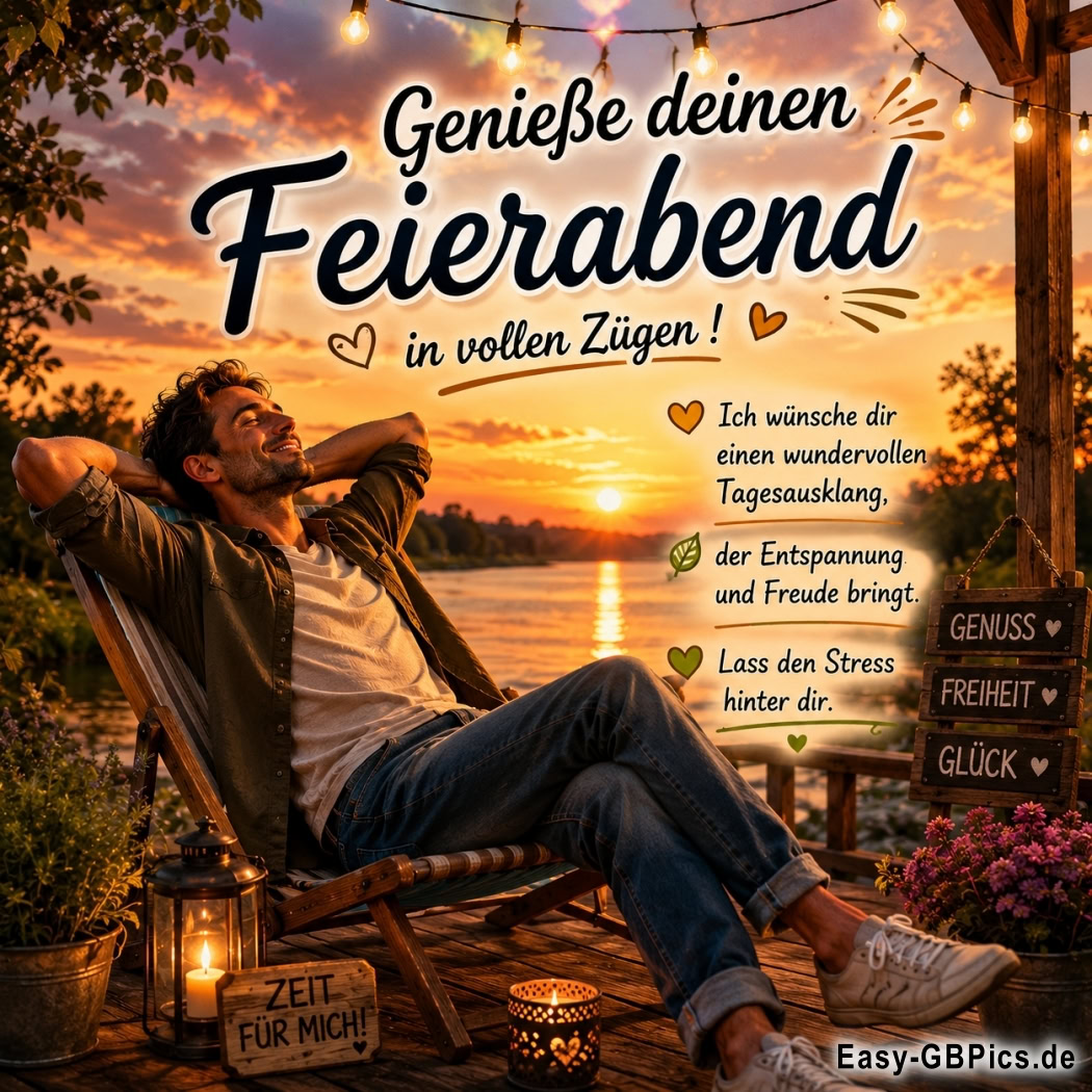 Genieße deinen Feierabend in vollen Zügen!