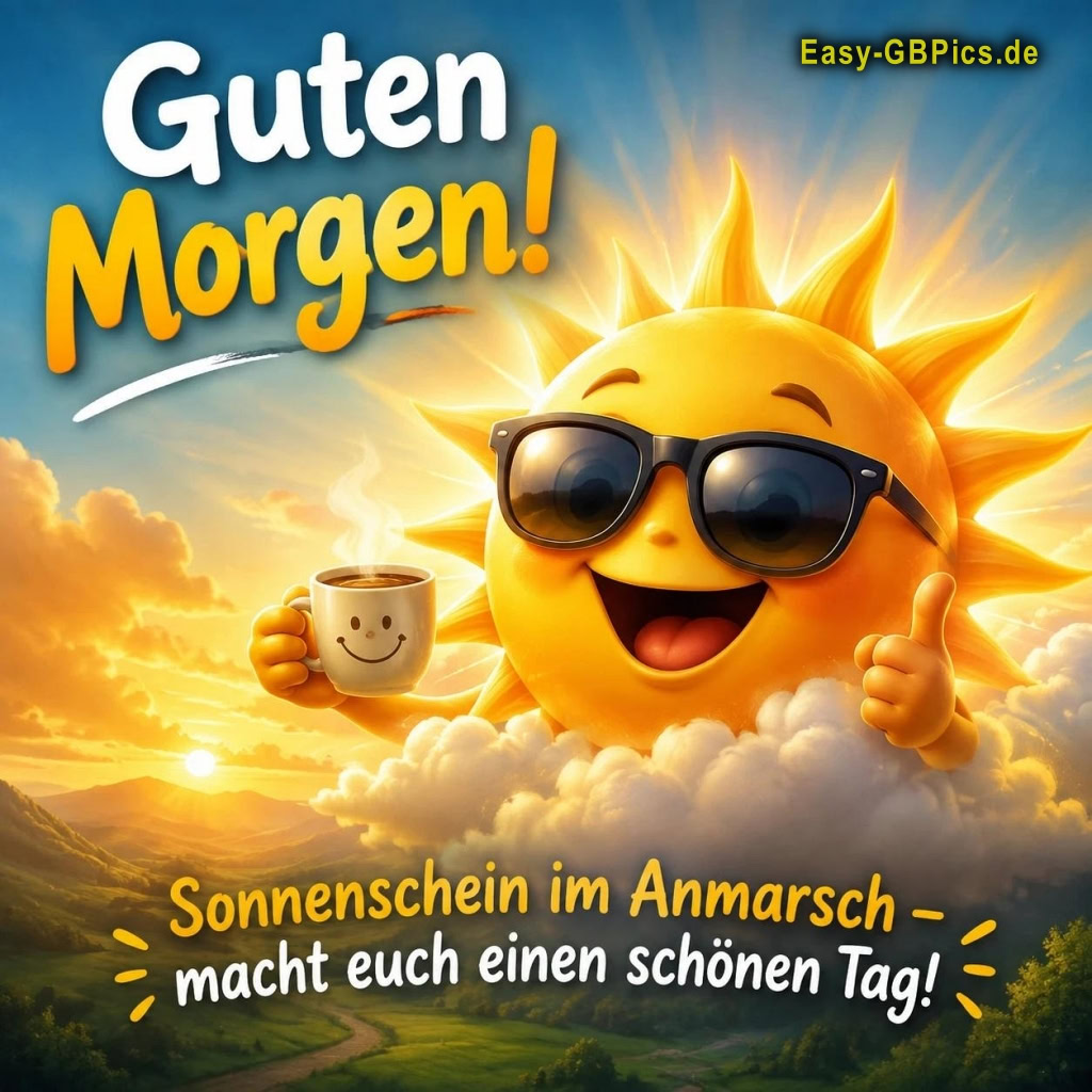 Guten Morgen! Sonnenschein ist im Anmarsch, mach dir einen wunderschönen Tag!