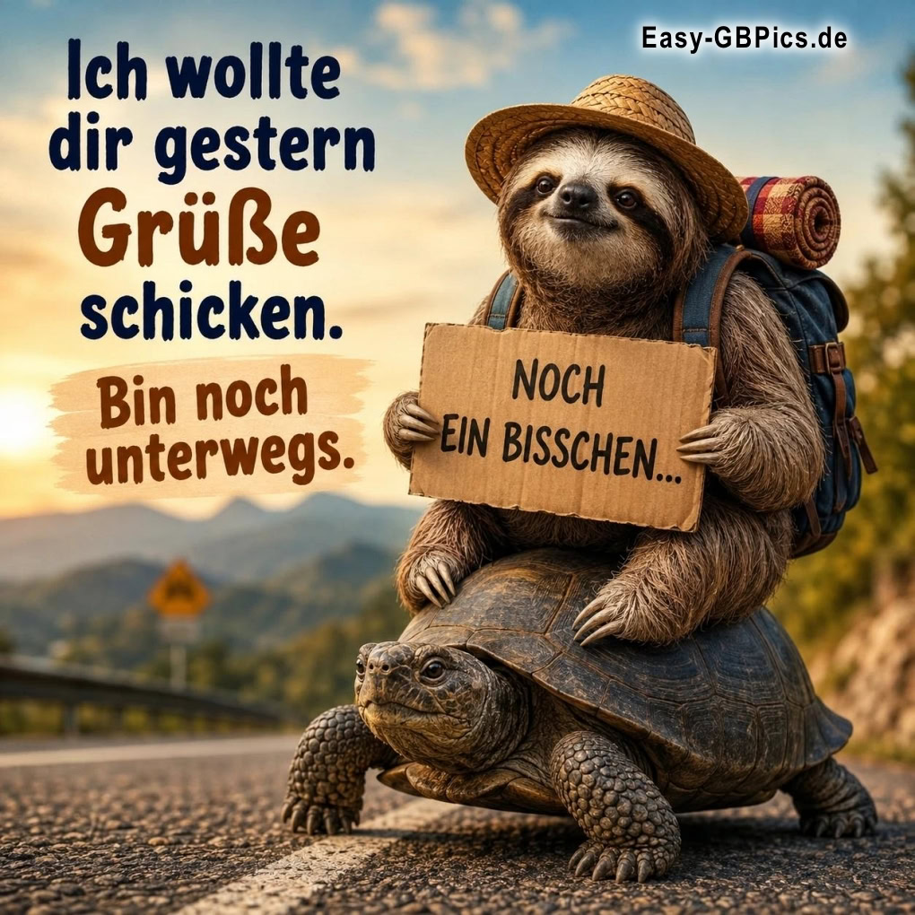 Ich wollte dir gestern Grüße schicken. Ich bin noch unterwegs.