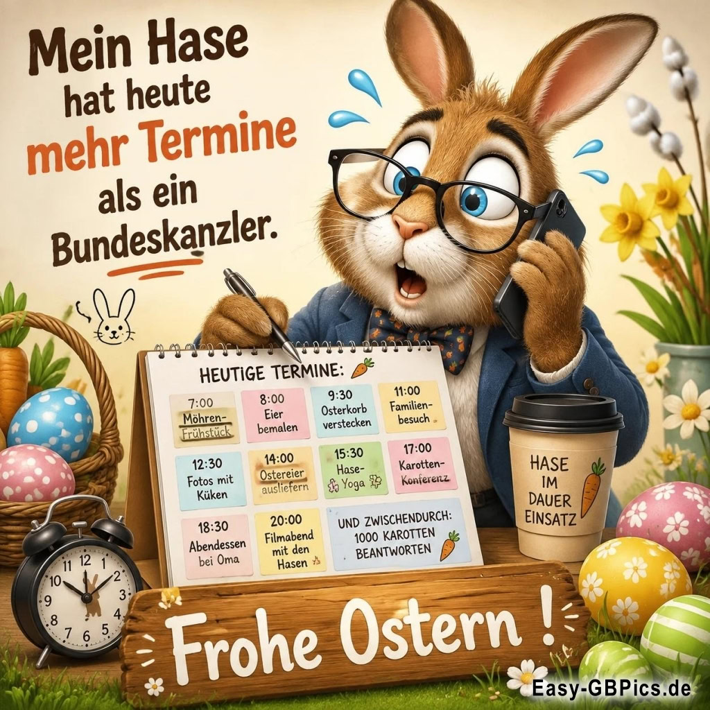 Mein Hase hat heute mehr Termine als ein Bundeskanzler!