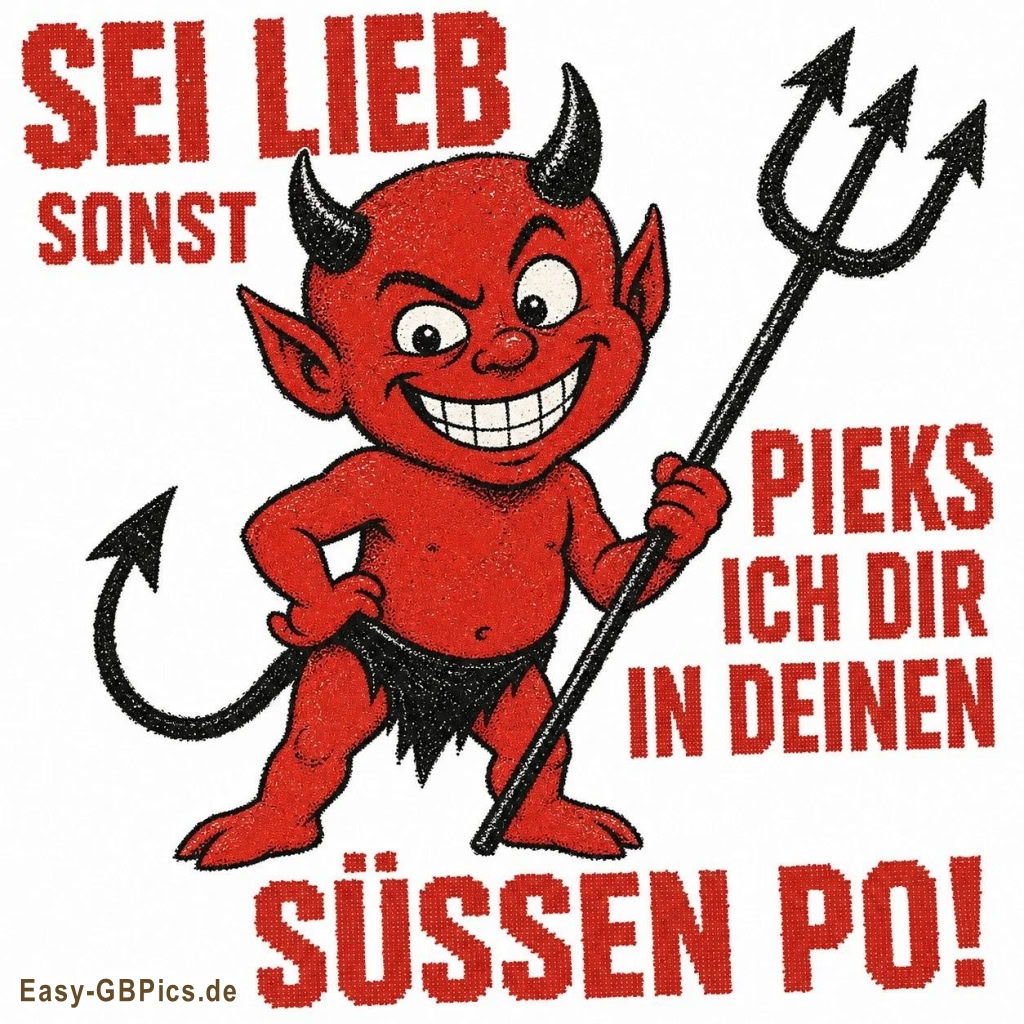 Flirtspruch - Sei lieb sonst pieks ich Dir in Deinen süssen Po !