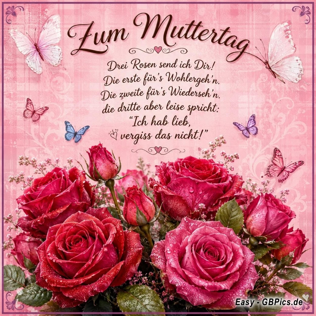 Muttertagsspruch Für die Frau, die mein Leben mit Glück und Liebe erfüllt.