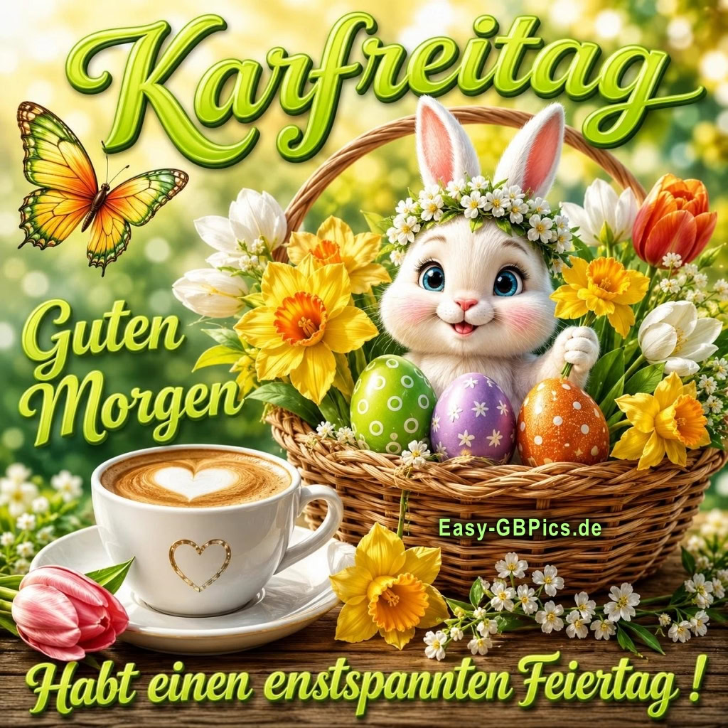 Karfreitag, Guten Morgen, Habt einen entspannten Feiertag !